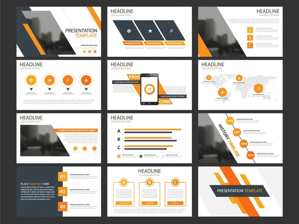 Apresentação de negócios conjunto de modelos de elementos infográficos, relatório anual modelo de design de brochura horizontal corporativa — Vetor de Stock