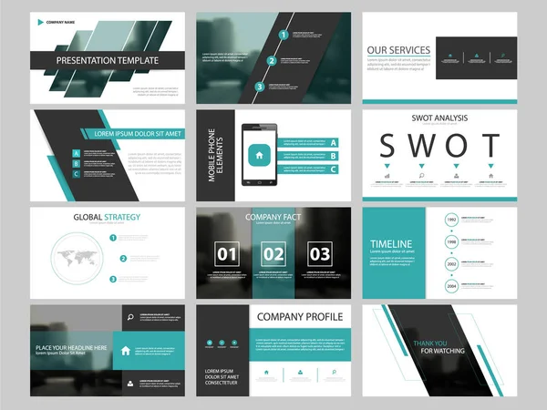 Apresentação de negócios conjunto de modelos de elementos infográficos, relatório anual modelo de design de brochura horizontal corporativa — Vetor de Stock