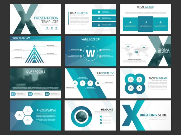 İş tanıtımı Infographic öğeleri şablon kümesi, yıllık rapor kurumsal yatay broşür tasarım şablonu