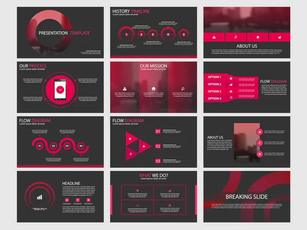 Rote abstrakte Kreis Präsentationsvorlagen, infografische Elemente Vorlage flaches Design Set für Geschäftsbericht Broschüre Flyer Broschüre Marketing Werbebanner Vorlage — Stockvektor