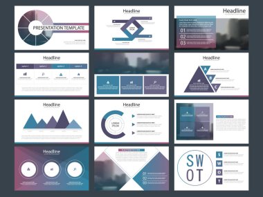 Mor soyut sunu şablonları, yıllık rapor broşür el ilanı broşür reklam banner şablon pazarlama ayarla Infographic öğeleri düz tasarım şablonu