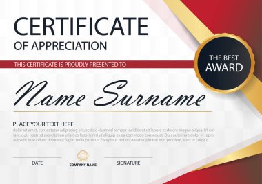 Elegance yatay sertifika ile vektör çizim, beyaz çerçeve sertifika şablonu temiz ve modern desen sunum ile