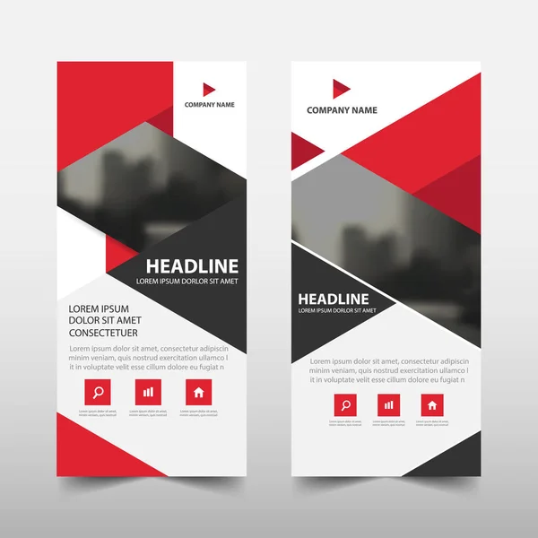 Triangle rouge roll up brochure d'entreprise flyer conception de bannière, couverture présentation abstraite fond géométrique, publication moderne x-bannière et drapeau-bannière, mise en page dans la taille du rectangle . — Image vectorielle