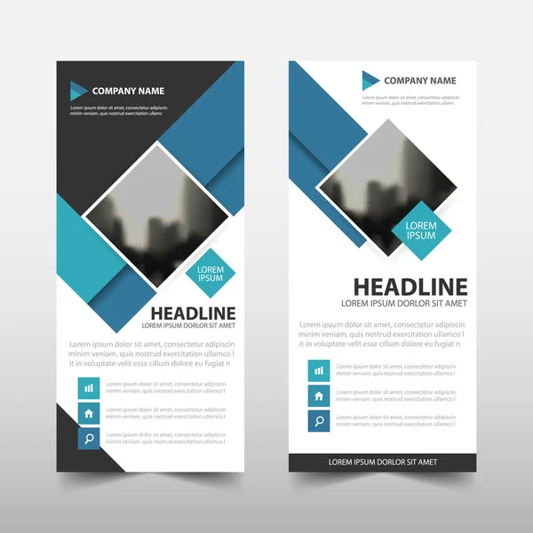 Blue square roll up business brochure flyer banner design, cover presentation abstract geometric background, modern publication x-banner and flag-banner, layout in rectangle size . — Vetor de Stock