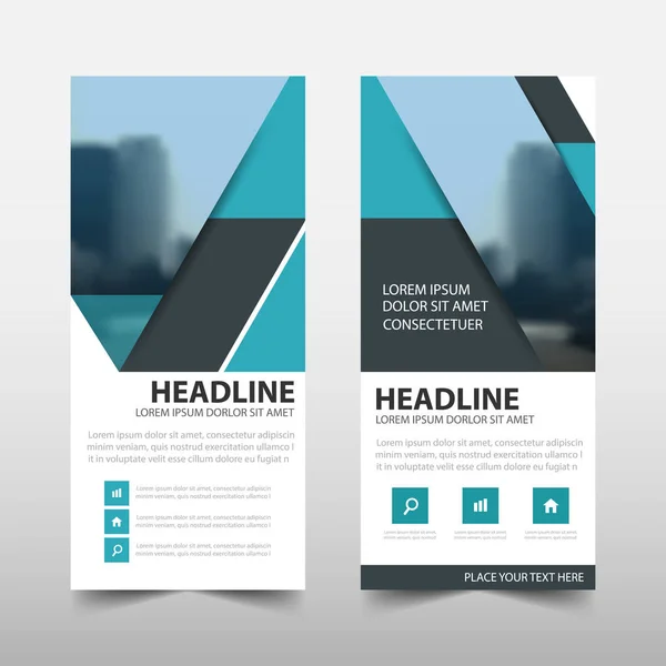 Blauwe oprolbare ontwerp van de banner van de flyer van zakelijke brochure cover presentatie abstracte geometrische achtergrond, moderne publicatie x-banner en vlag-banner, lay-out in rechthoek grootte. — Stockvector