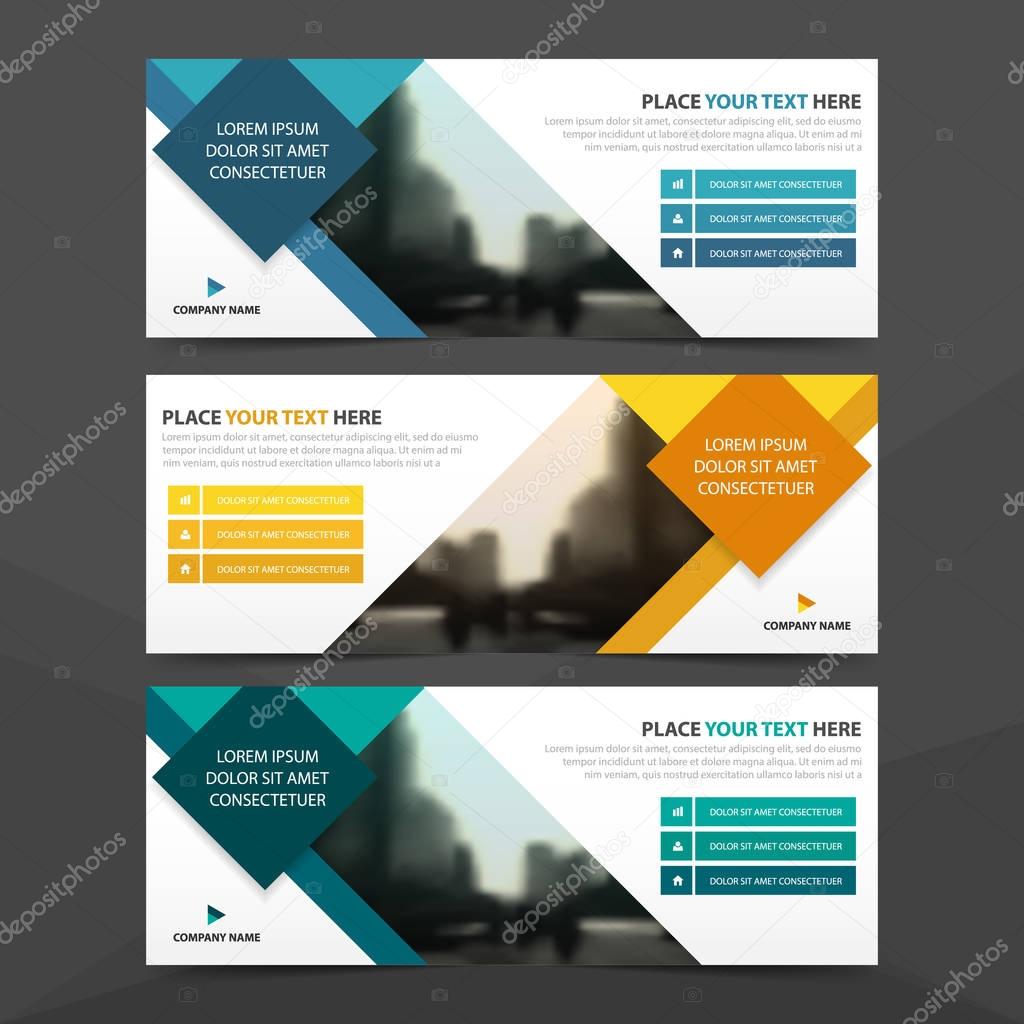 Corporate business banner template, horizontal advertising business banner layout template flat design set , clean abstract cover header background for website design