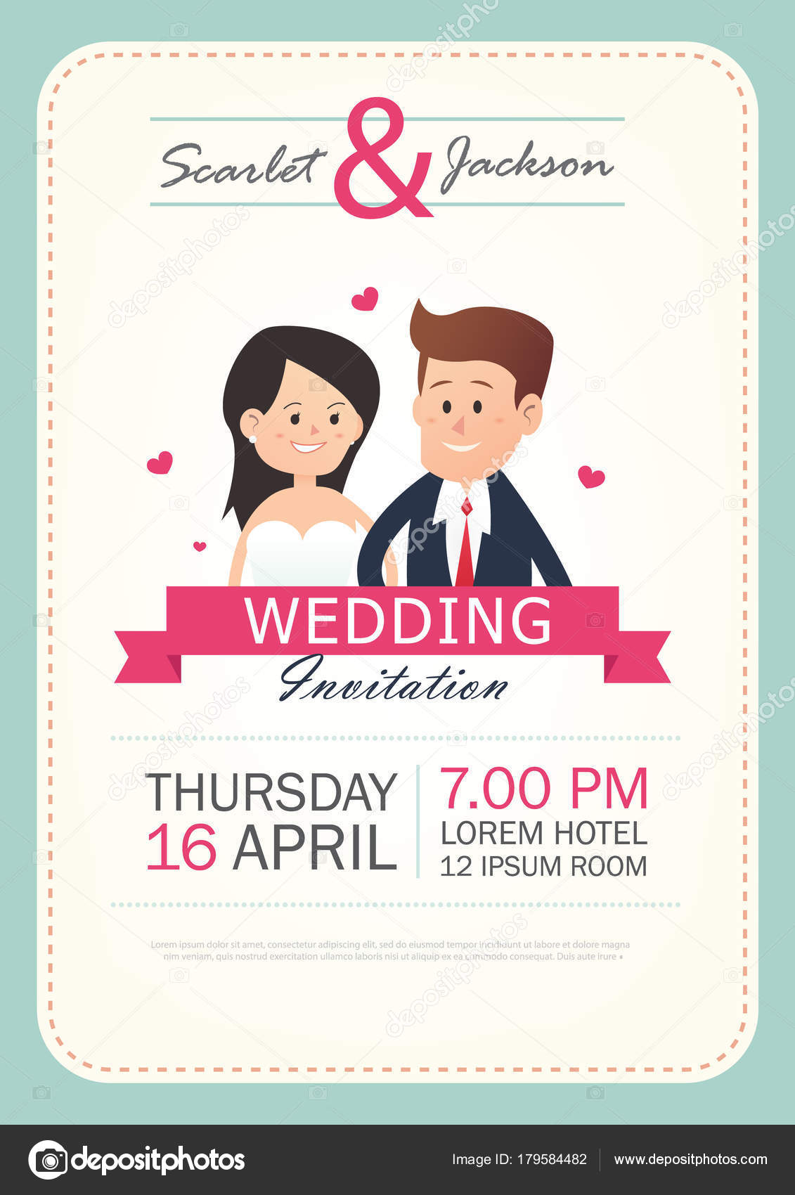 Wedding Invitation Card Template Vector Illustration Wedding 