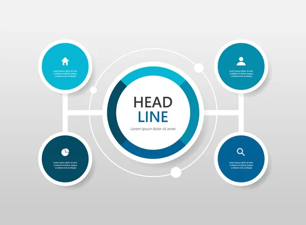 Diagrama Flujo Con Elementos Abstractos Círculo Plantilla Diseño Infográfico Moderno — Archivo Imágenes Vectoriales