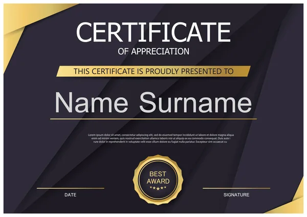 Certificate Appreciation Template Design Acheivement Diploma Education Certificate Design — 스톡 벡터