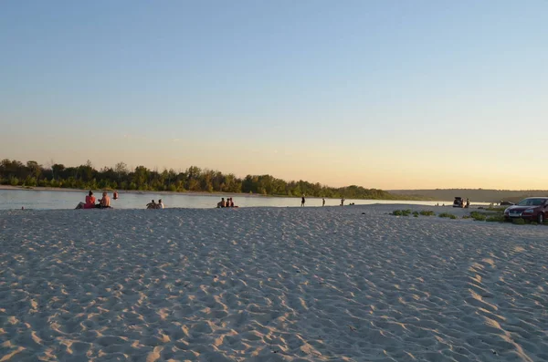 Summer Sunday holiday on the Don river beach in Russia