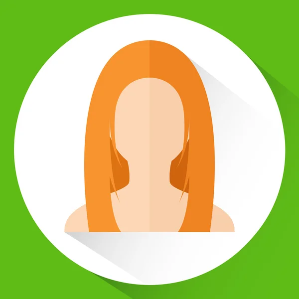 Icon Girl's head in flat style. Vector illustration.Redhead on green background. — Stockový vektor