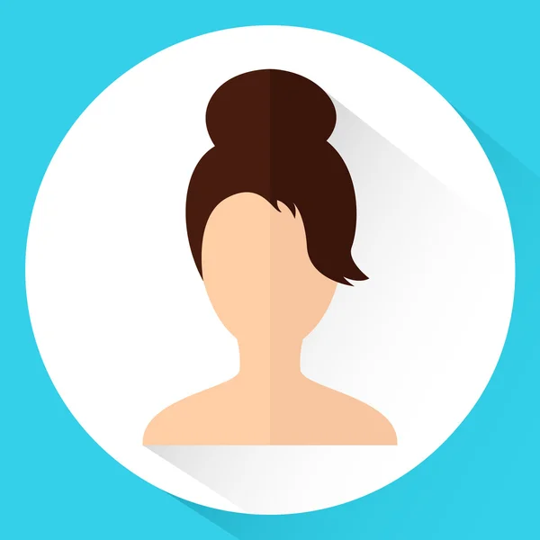 Icon Girl's head in flat style. Dark-haired woman on blue background. Vector illustration. — Stockový vektor