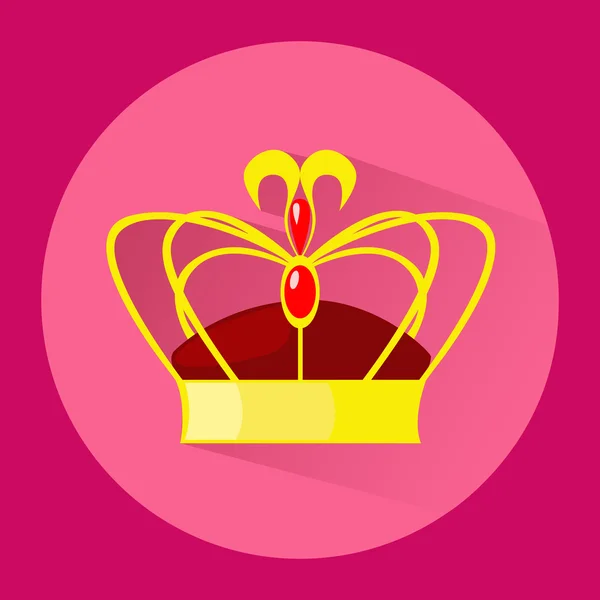 Icon. Crown in a cartoon style. Isolated with a long shadow. — Stockový vektor