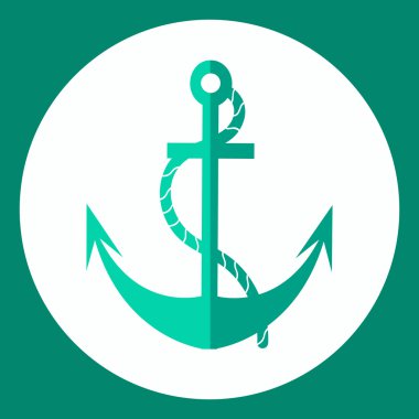 Çapa. Simge. Vektör çizim düz bir tarzda. Beyaz arka plan üzerinde izole.