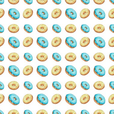 Seamless modeli. Çörek farklı renkler ve şekiller beyaz zemin yalıtımı hakkında.