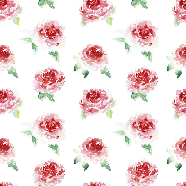 Naadloze patroon met rozen. Hand getekende aquarel. Aquarel rozen. Aquarel bloemmotief. — Stockfoto