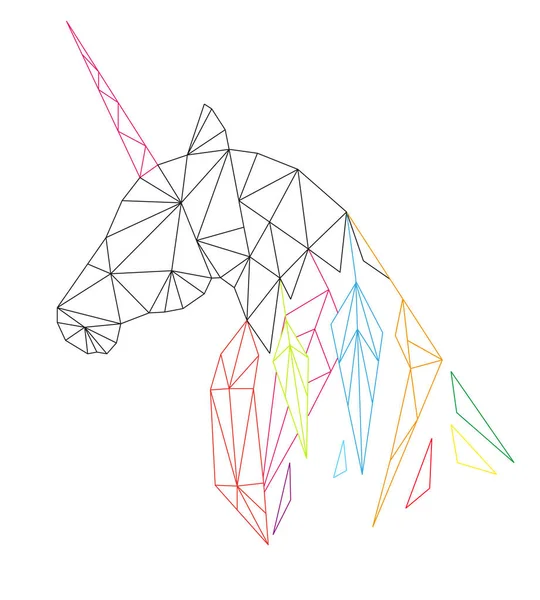 Kepala Unicorn dengan gaya poligonal. Terisolasi di latar belakang putih. Ilustrasi vektor . - Stok Vektor