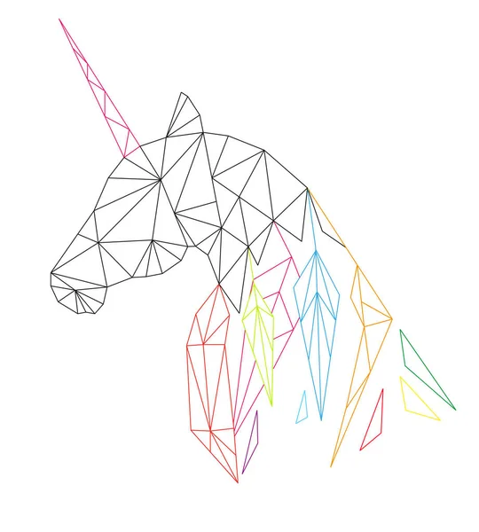Unicorn'in kafa poligonal tarzı. Beyaz arka plan üzerinde izole. Vektör çizim.