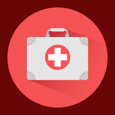 Simge. İlk yardım çantası. Düz bir stil simgesini. Vektör çizim.