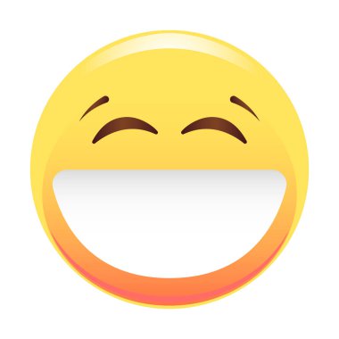 Smiley. Büyük bir gülümseme ile karşı karşıya. Vektör çizim. Beyaz arka plan üzerinde izole.