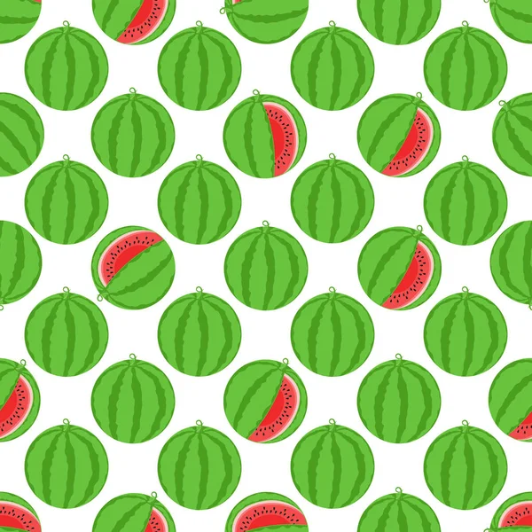 Nahtloses Muster. Wassermelone auf weißem Hintergrund. Vektorillustration. — Stockvektor