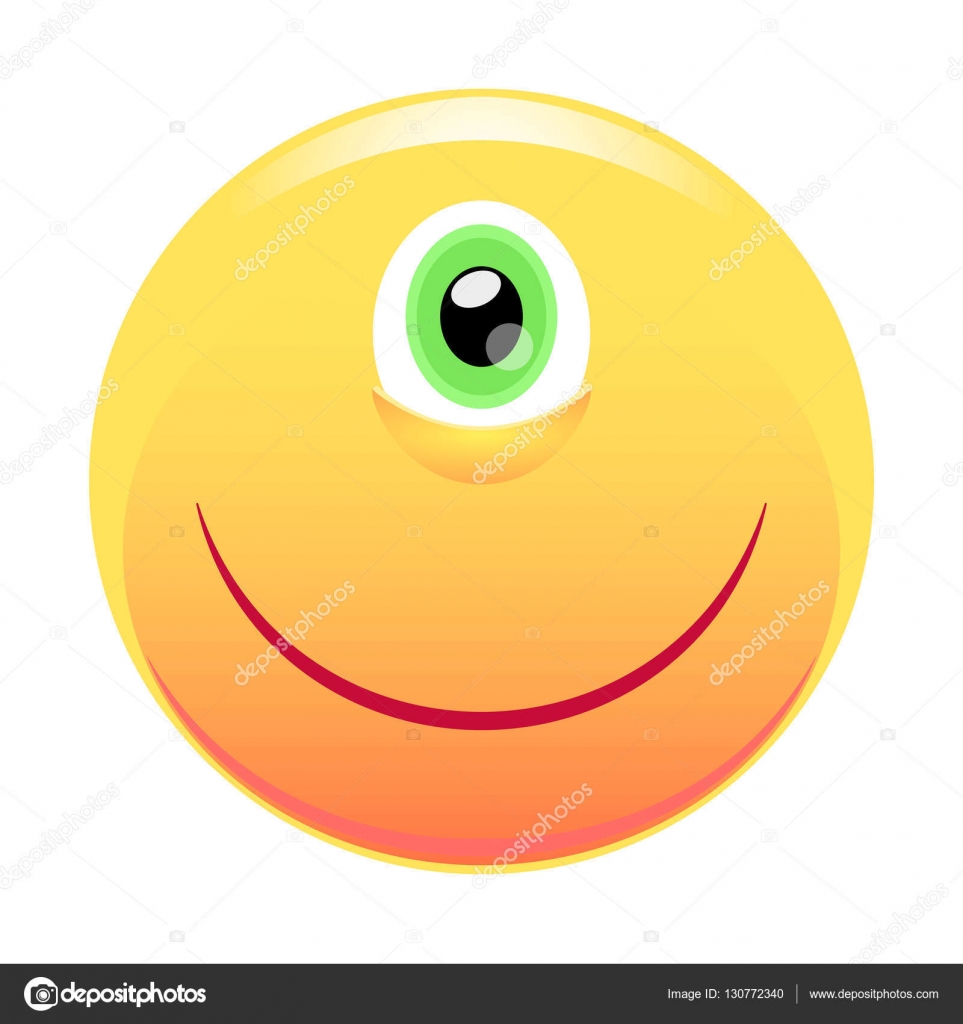 Smiley Cyclope Visage avec un oeil et un sourire Illustration Cyclope Visage avec un oeil et un sourire Illustration vectorielle isolée sur