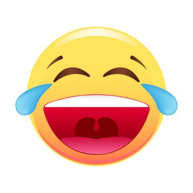 Smiley. Neşeli, gülüyor, gözyaşları kahkaha. Vektör çizim. Beyaz arka plan üzerinde izole.