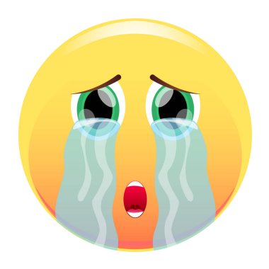 Smiley. Yüz göz yaşartıcı çizgili. Gözyaşları Akımlarla. Üzgün surat. Vektör çizim. Beyaz arka plan üzerinde izole.