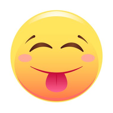 Smiley. Dil çıkıntılı ile karşı karşıya. Beyaz arka plan üzerinde izole.