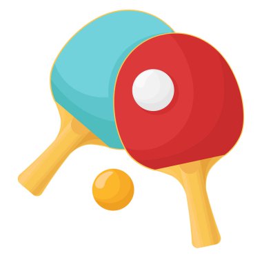 Raketler Masa Tenisi beyaz bir arka plan üzerinde izole için. Top Masa Tenisi oyun için. Vektör çizim.