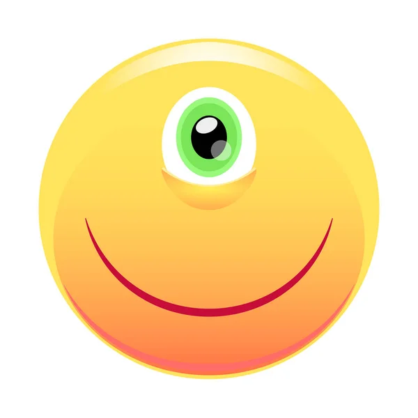 Smiley. Κύκλωπες. Πρόσωπο με το ένα μάτι και ένα χαμόγελο. Εικονογράφηση διάνυσμα που απομονώνονται σε λευκό φόντο. — Διανυσματικό Αρχείο