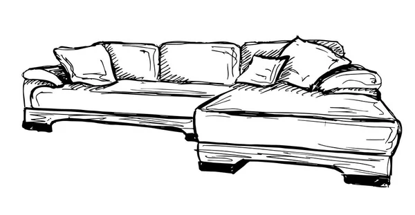 Sofa vector schets pictogram geïsoleerd op achtergrond. — Stockvector