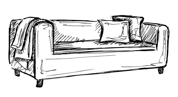 Ícone do esboço do vetor do sofá isolado no fundo . —  Vetores de Stock