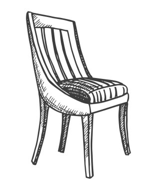 Sandalye. Beyaz arka plan üzerinde izole kroki. Vektör çizim.