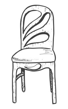 Sandalye. Beyaz arka plan üzerinde izole kroki. Vektör çizim