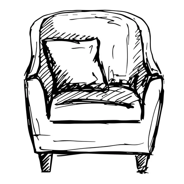 Chaise. Croquis isolé sur fond blanc. Illustration vectorielle . — Image vectorielle