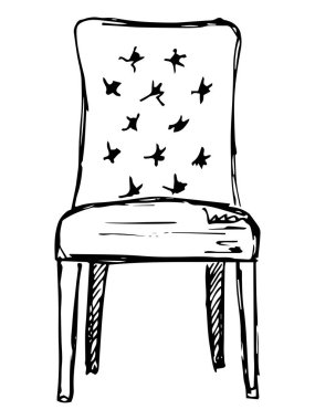 Sandalye. Beyaz arka plan üzerinde izole kroki. Vektör çizim.