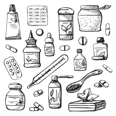 Beyaz arka plan üzerinde izole uyuşturucu. Vektör çizim bir kroki tarzı