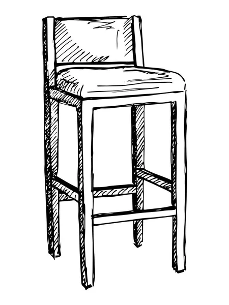 バーの椅子を白い背景に分離します。スケッチ スタイルのベクトル図. — ストックベクタ
