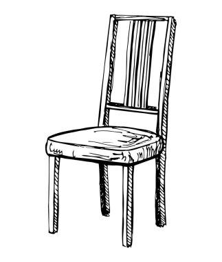 Sandalye. Beyaz arka plan üzerinde izole kroki. Vektör çizim.