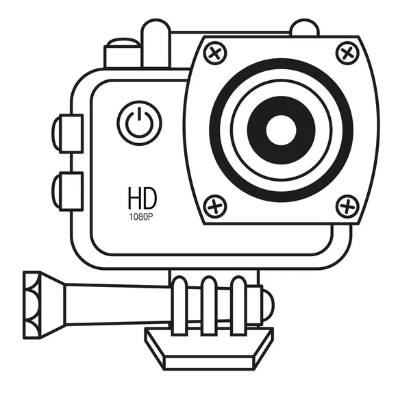 Sport camera, actiecamera geïsoleerd op een witte achtergrond. Vectorillustratie in de lijnstijl. — Stockvector