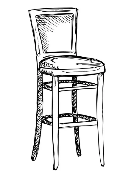 Barstuhl isoliert auf weißem Hintergrund. Vektorillustration im Skizzenstil — Stockvektor