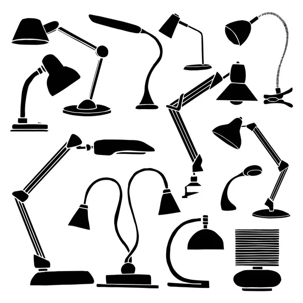 Set de lámparas aisladas sobre fondo blanco. Ilustración vectorial en un estilo de boceto . — Archivo Imágenes Vectoriales