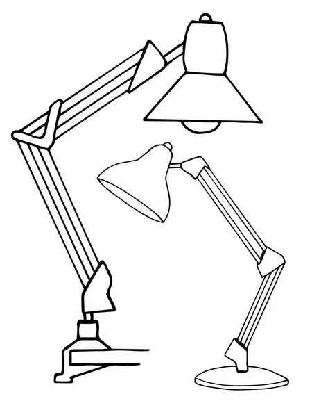 Dos lámparas de lectura aisladas sobre fondo blanco. Ilustración vectorial en un estilo de boceto . — Vector de stock