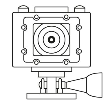 Spor kamera, beyaz arka plan üzerinde izole kamera. Vektör çizim çizgi stili