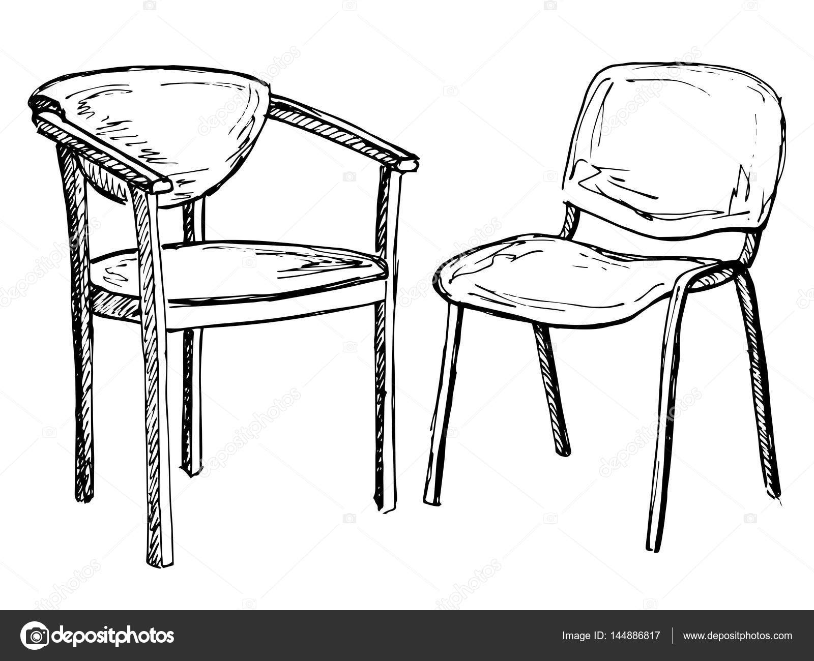Two chairs isolated on white background. Vector illustration — Stock