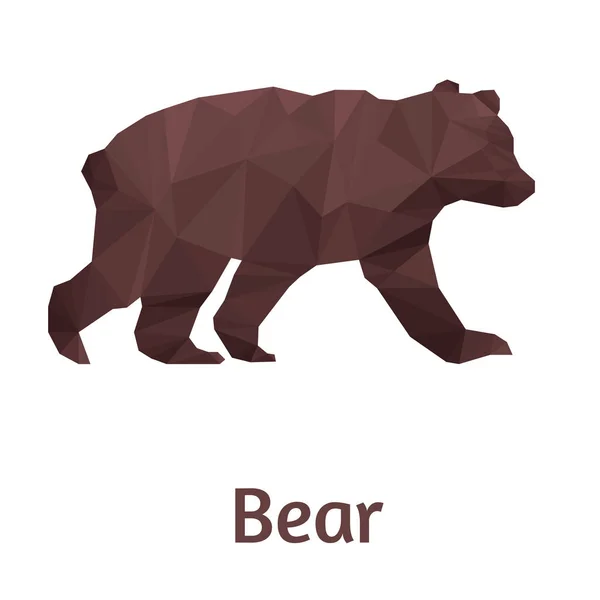 Стилизованный медведь изолирован на белом фоне. Made in low poly triangular style. Вектор . — стоковый вектор