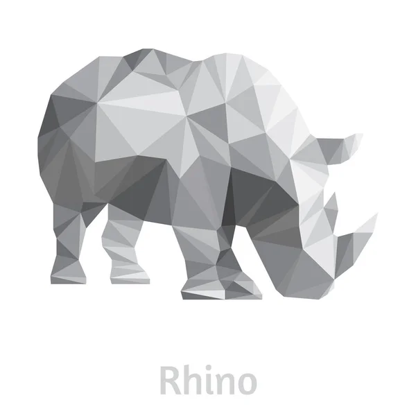 Rino estilizado aislado sobre un fondo blanco. Fabricado en estilo triangular de polietileno bajo. Vector . — Archivo Imágenes Vectoriales