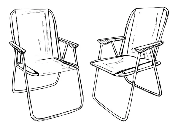两折椅上白色背景分离。在素描风格的矢量图 — 图库矢量图片