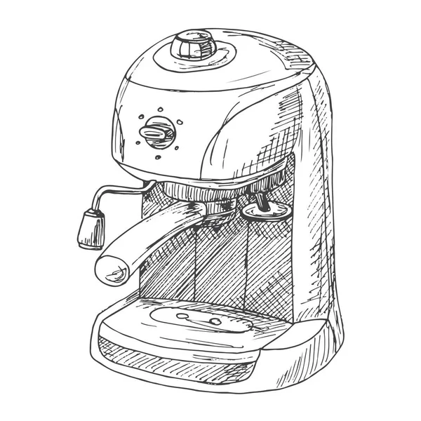 Máquina de café isolada em fundo branco. Ilustração vetorial de um estilo de esboço . — Vetor de Stock